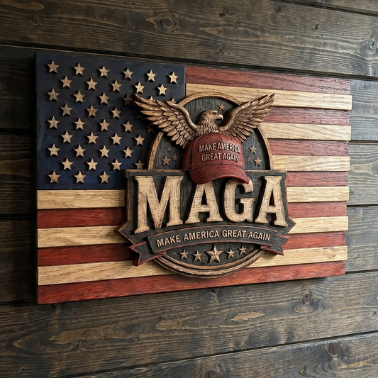 Wooden MAGA Flags